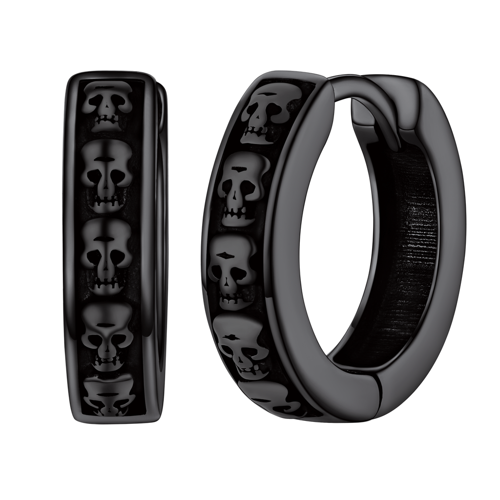 Gothic Skull Huggie Hoop Earrings For Men Women