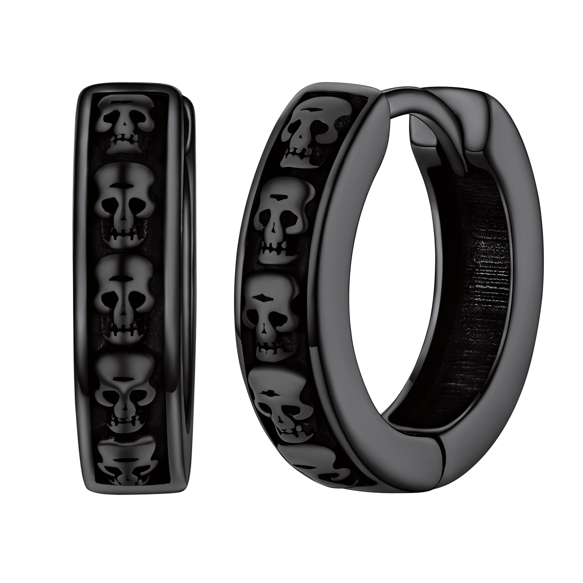 Gothic Skull Huggie Hoop Earrings For Men Women