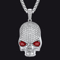 Halloween Gothic Skull Diamond Necklace With Red Eye For Men