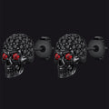 Gothic CZ Red Eye Stud Skull Earrings For Men