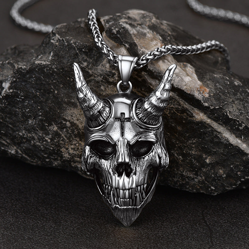 Gothic Skull Goat Necklace Devil Pendant for Men