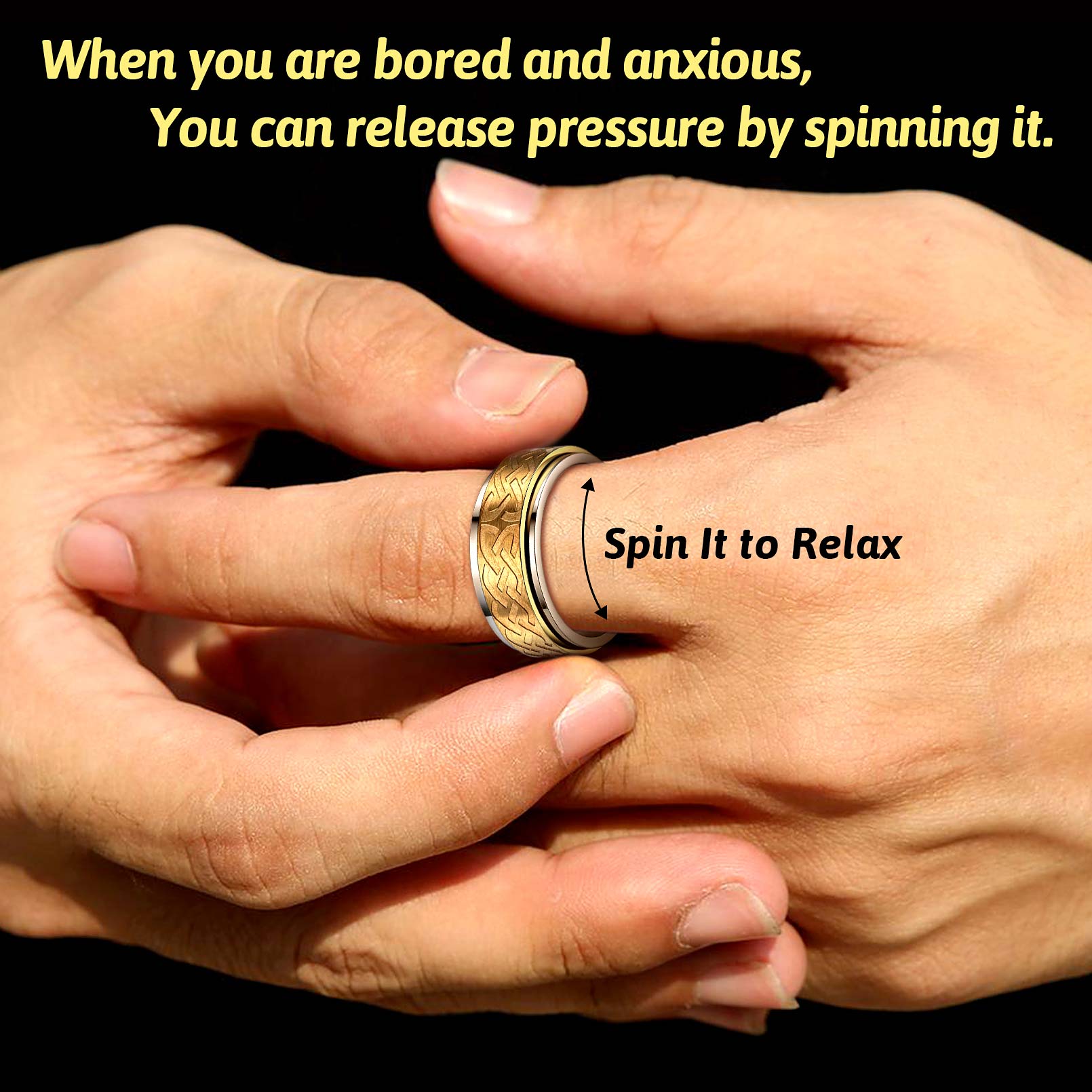 Celtic Knot Spinner Ring Anxiety Rotatable Ring For Men