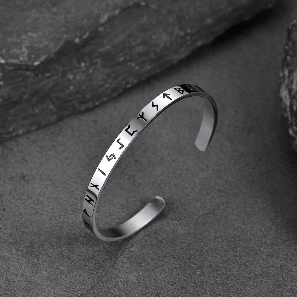 Norse Viking Runes Bangle Cuff Bracelet For Men