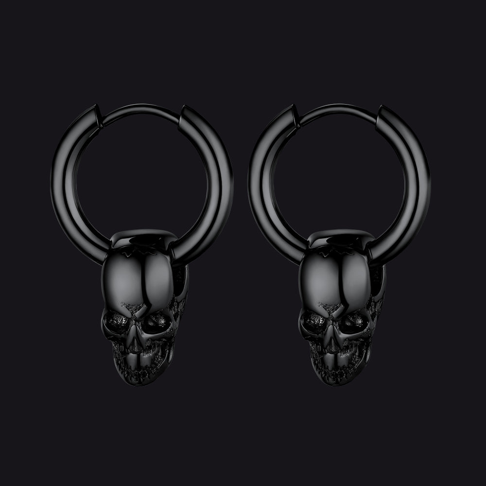 Cool Skull Hoop Dangle Earrings For Men Women