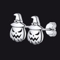 Halloween Pumpkin Earrings in Sterling Silver