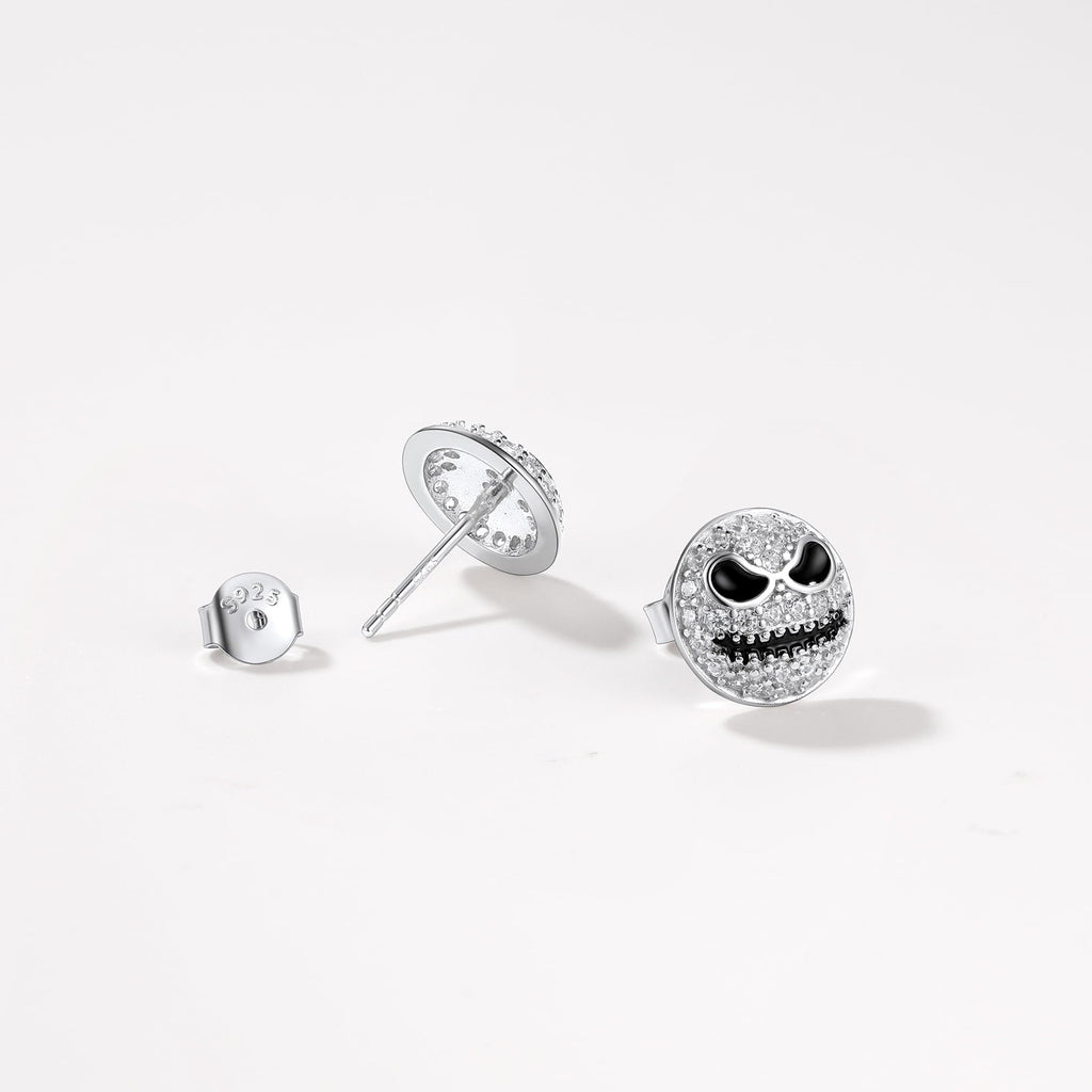 Halloween Jack Skellington Earrings For Men in Sterling Silver