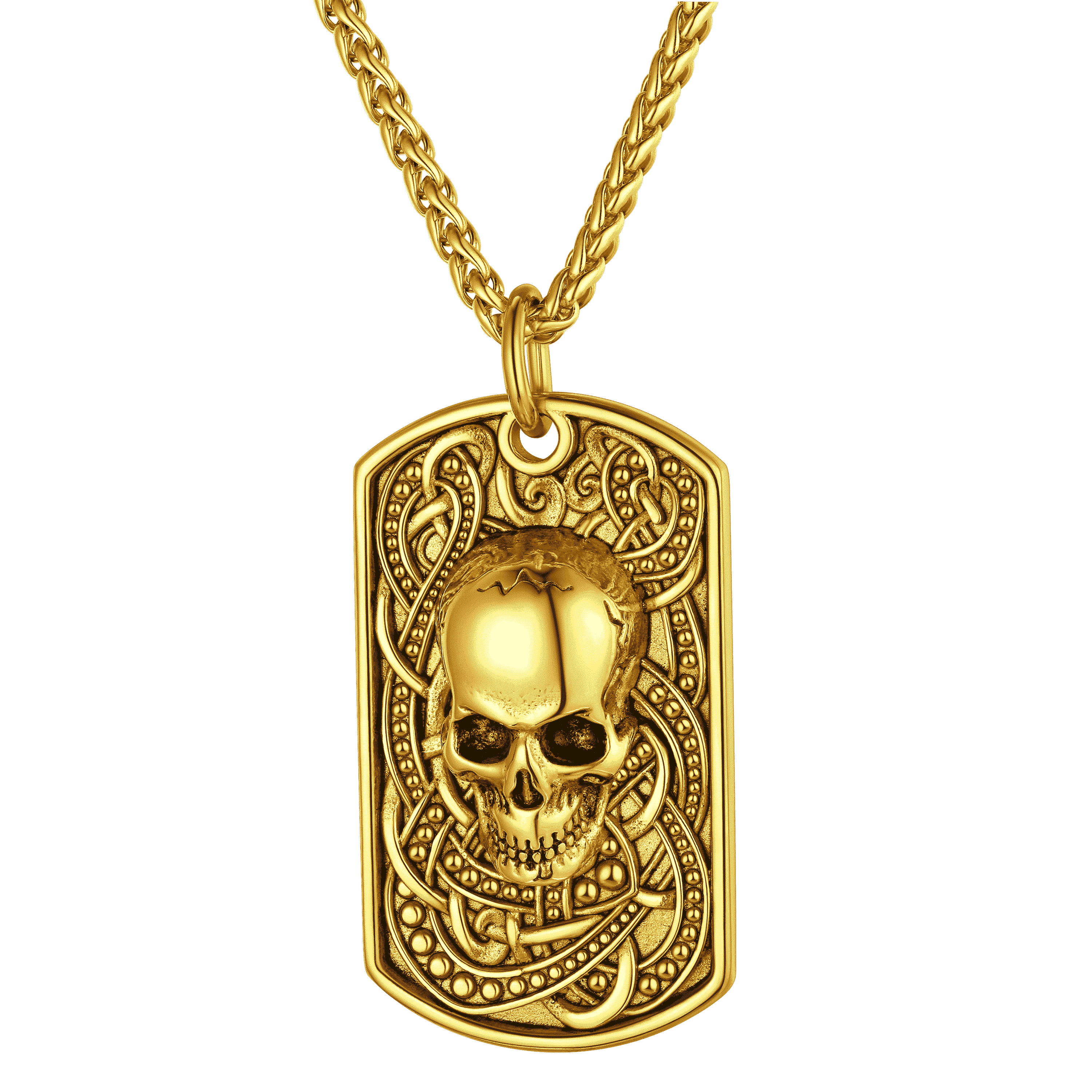 Gothic Skull Dog Tag Pendant Necklace For Men