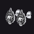 Flame Skull Stud Earrings For Men