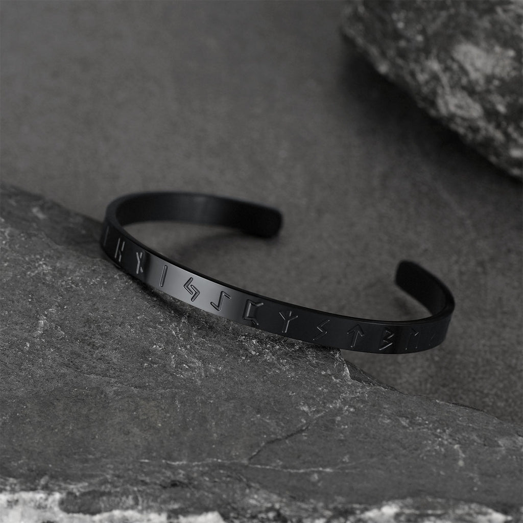 Norse Viking Runes Bangle Cuff Bracelet For Men