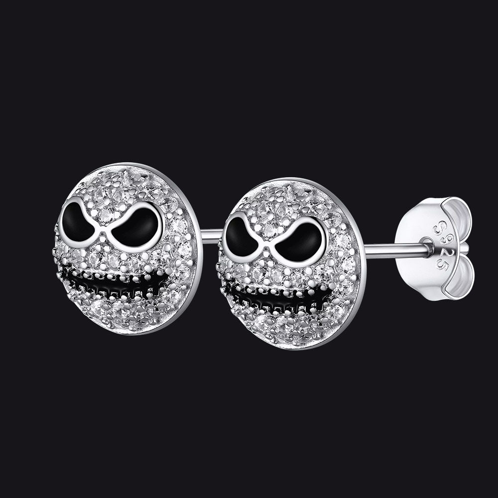Halloween Jack Skellington Earrings For Men in Sterling Silver