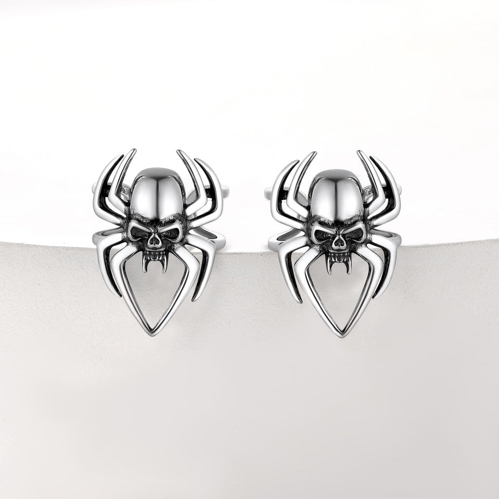 Sterling Silver Spider Skull Ear Cuff Earrings Halloween Gift