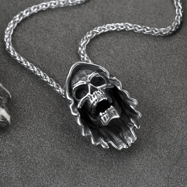 Grim Reaper Skull Pendant Necklace For Men