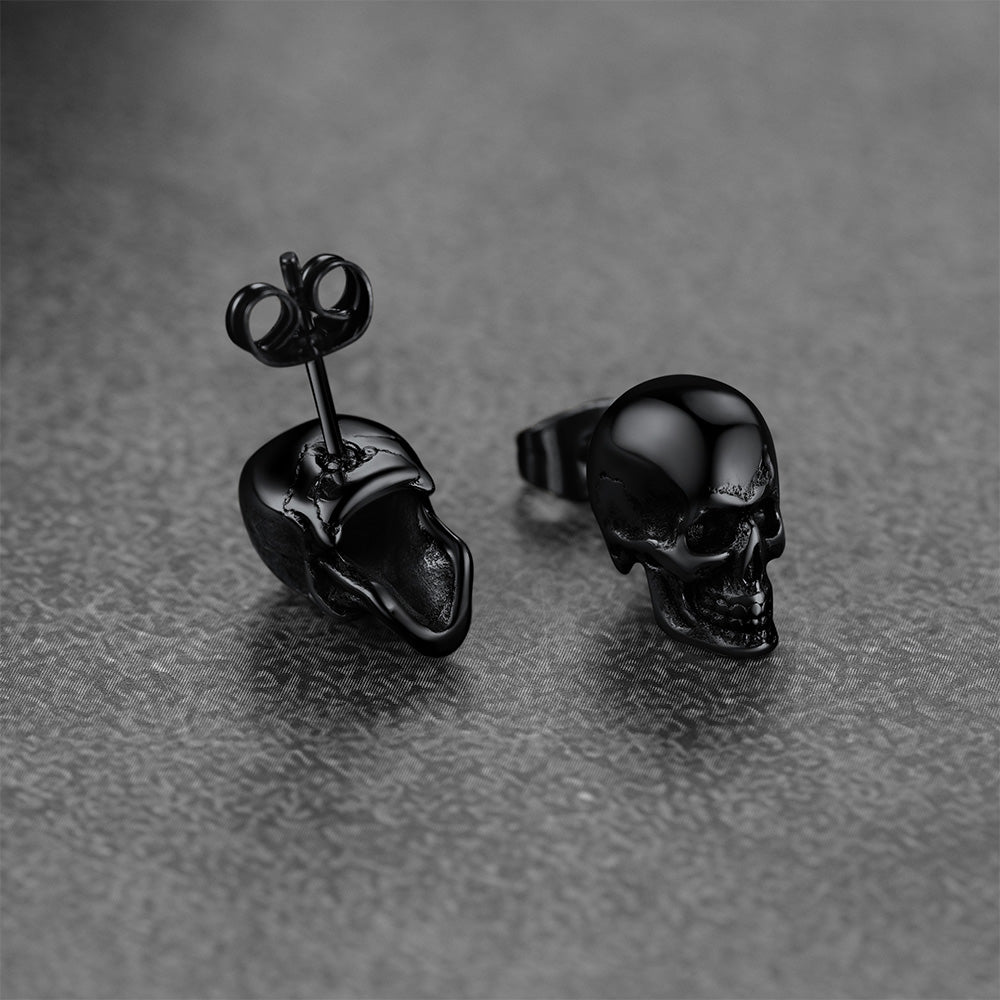 Gothic Punk Skull Stud Earrings For Men