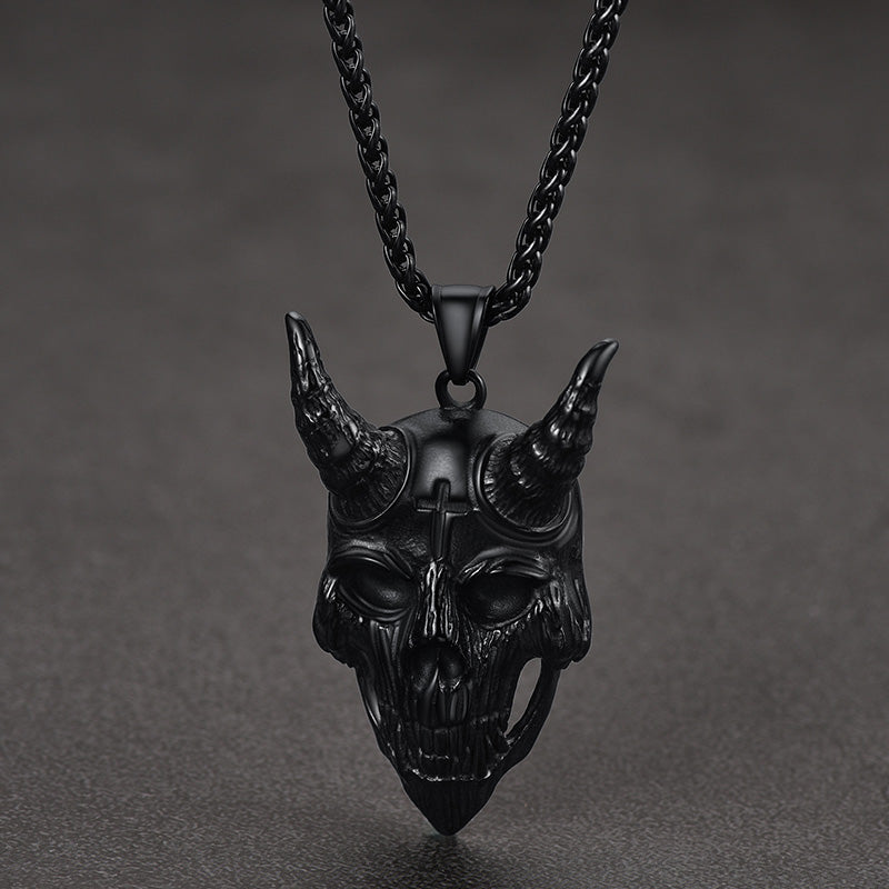 Gothic Skull Goat Necklace Devil Pendant for Men