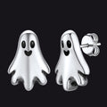 Halloween Silver Ghost Stud Earrings for Women