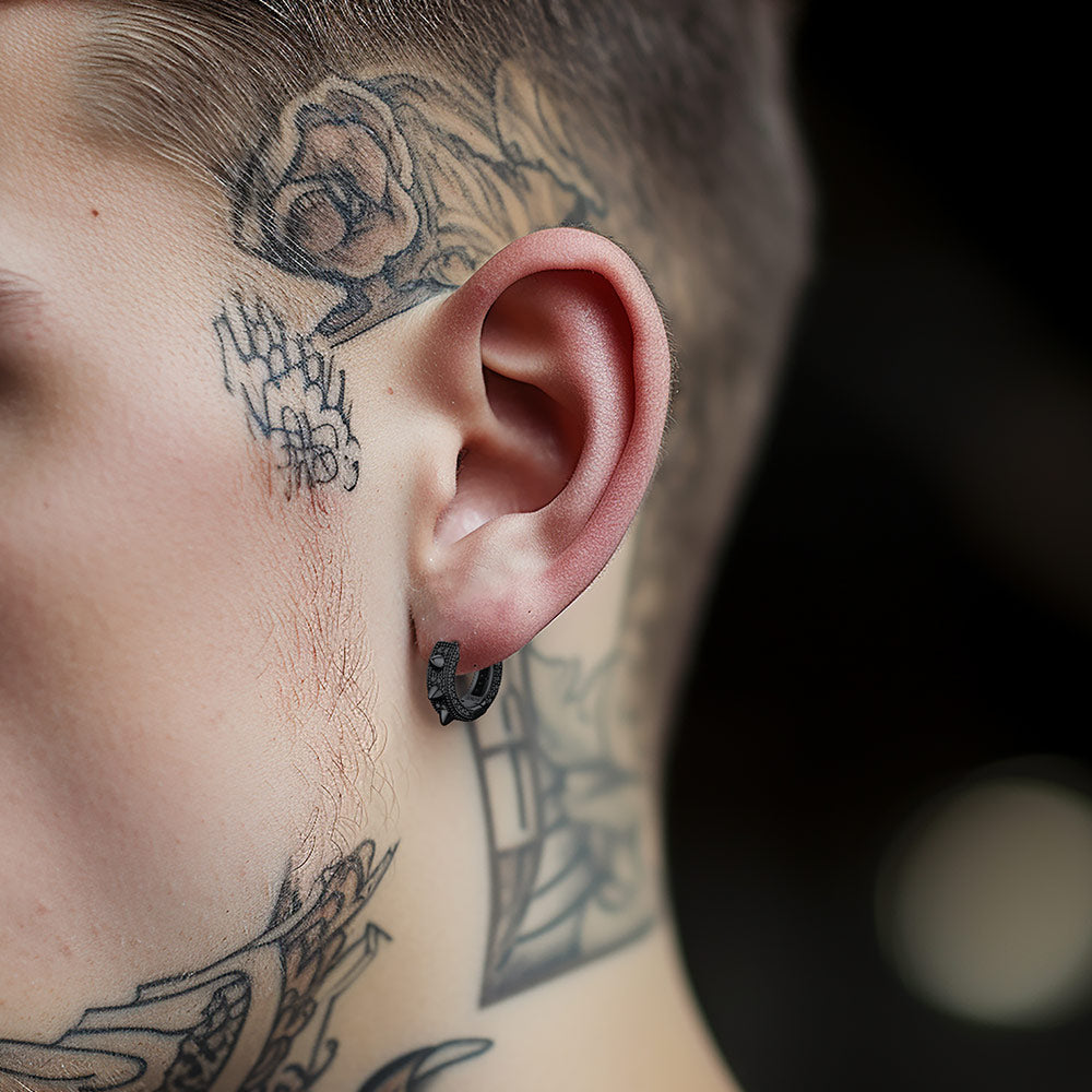 Punk Rivet Huggie Hoop Earrings For Men Women