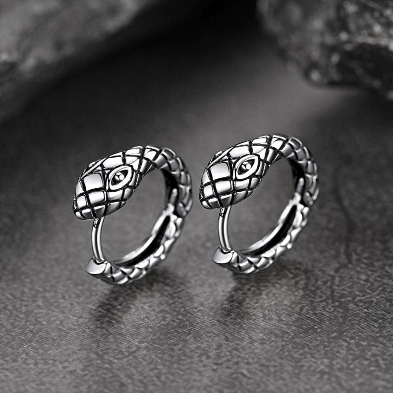 Gothic Snake Huggie Hoop Earrings for Men Women