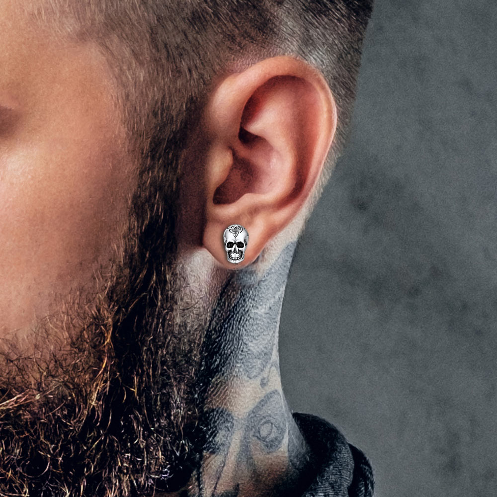 Flash Sale Celtic Triquetra Skull Stud Earrings For Men Women